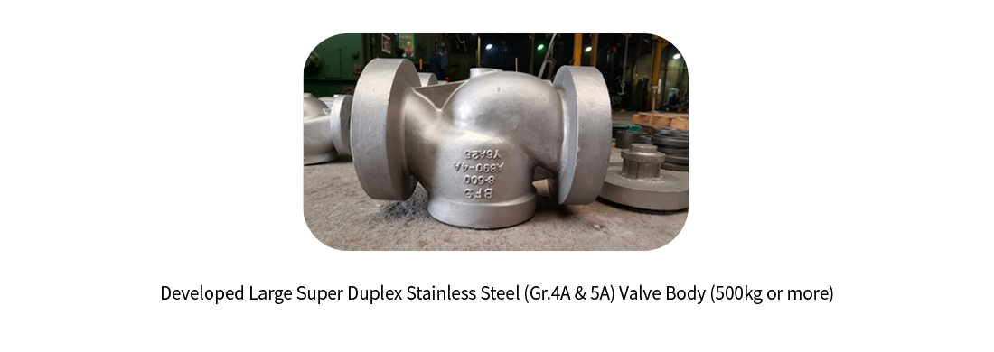 Developed the Foundry Technology for Super Duplex Stainless Steel Valve to Reinforce the Corrosion Resistance in Salt Water Environment